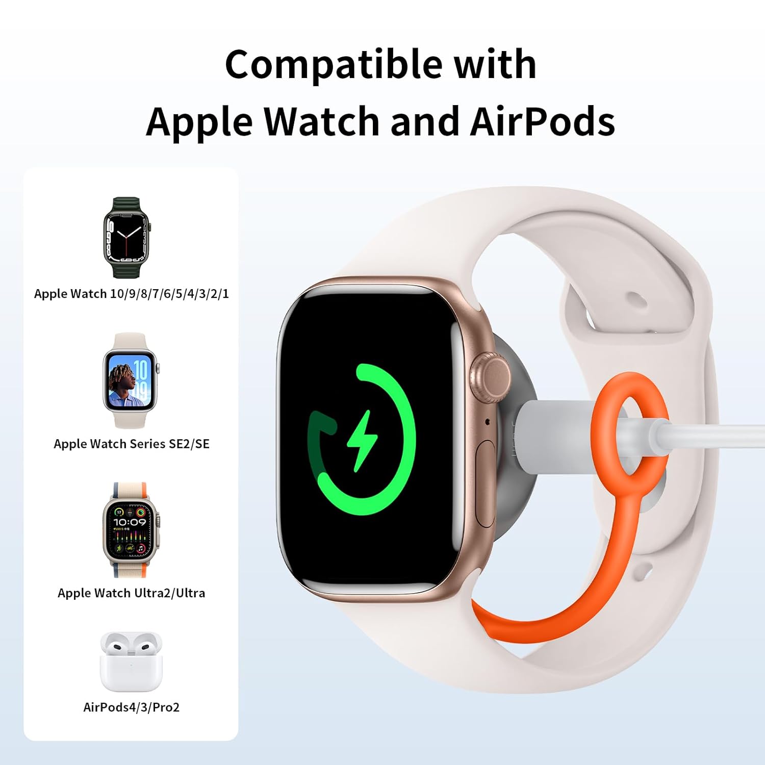 Mcdodo Apple Watch Magnetic Charger[USB-C&Lightning Port], Portable Wireless iWatch Charger Fast Charging Fit Apple Watch Series10/9/8/7/6/5/4/3/2/1/SE/SE2/UItra 2/Ultra
