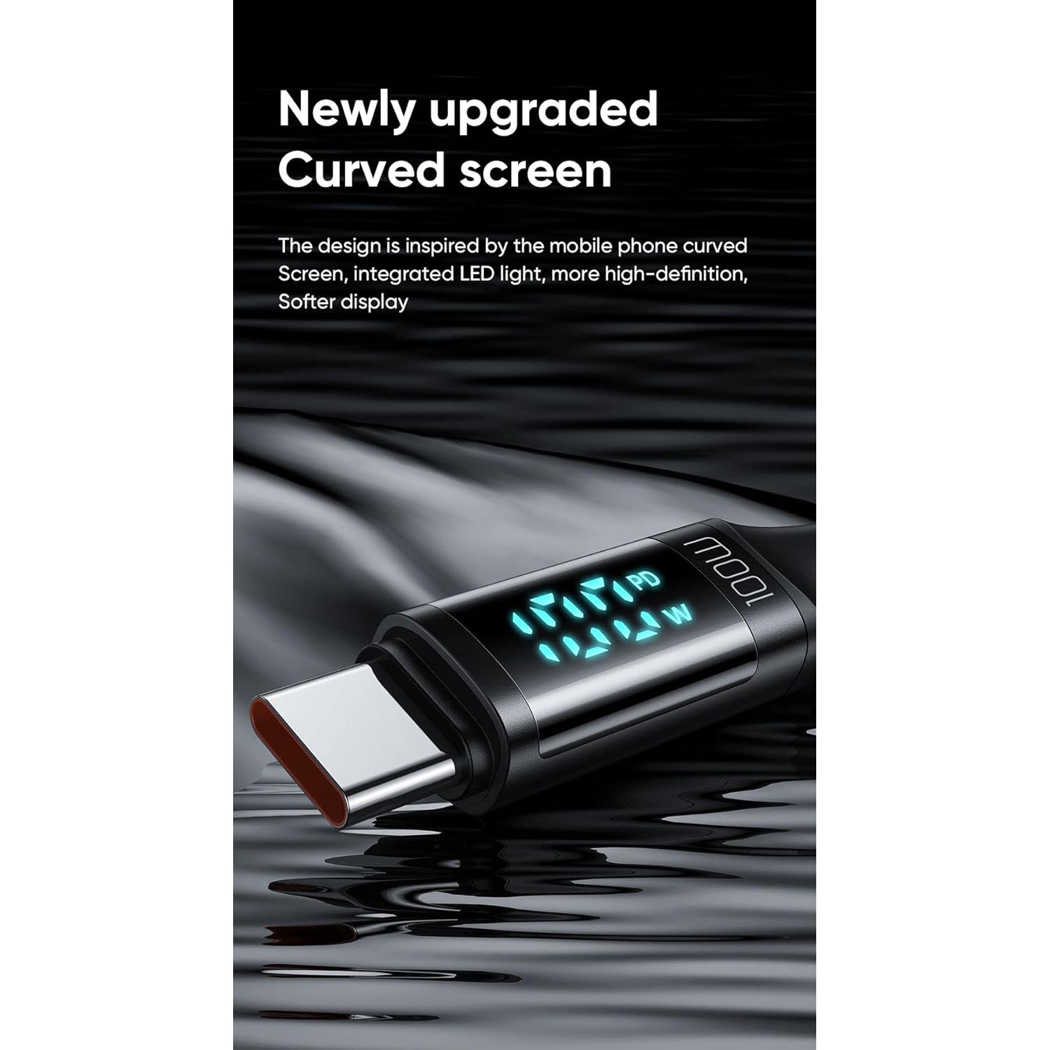 Mcdodo Digital Display 100W Type-C to Type-C Data Cable 1.2m - Black