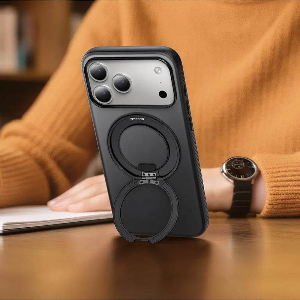 mcdodo Magnetic 360° Ring Stand Case for iPhone 17 Pro, Protective Case Compatible with MagSafe (Black, iPhone 17 Pro)