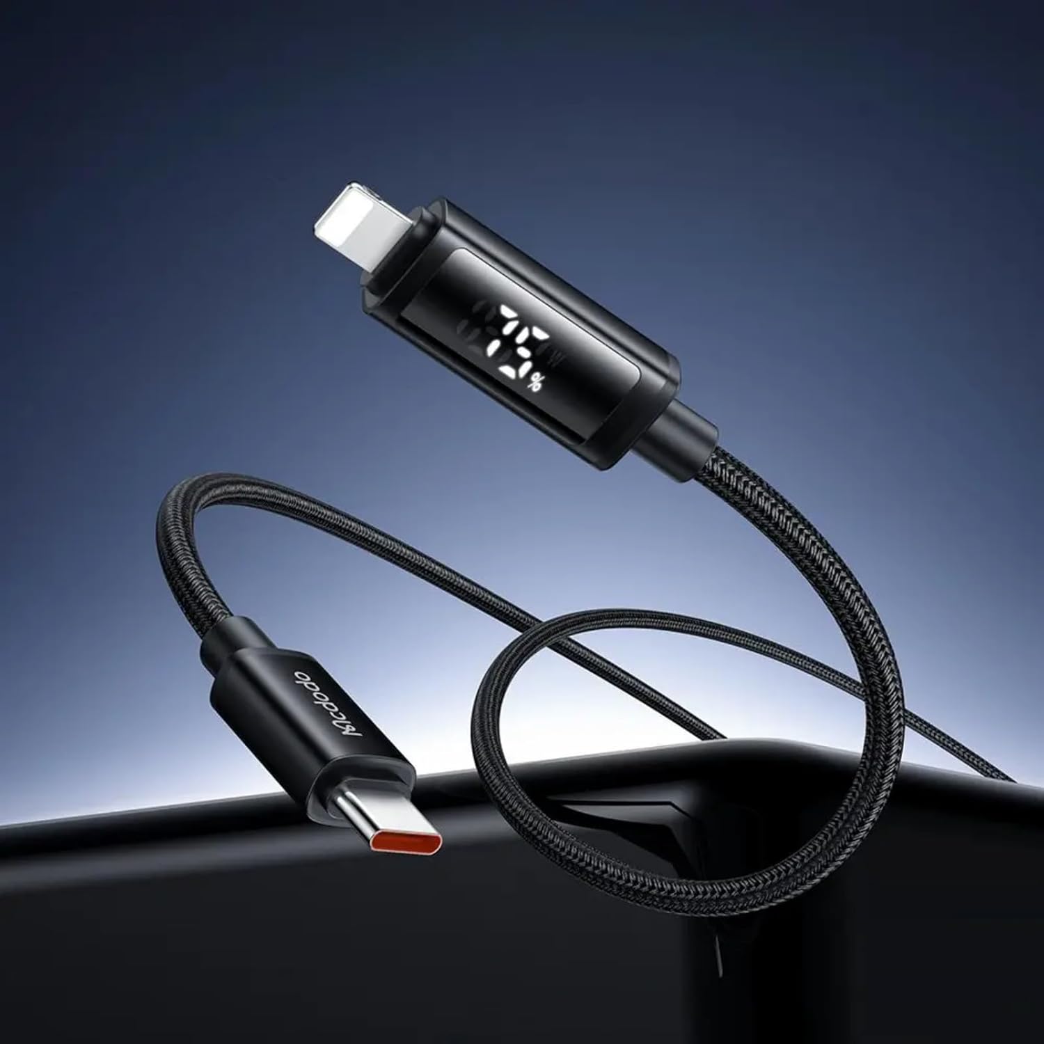 mcdodo 1.2M USB C to USB C Cable 90 Degree Right Angle Type-C Charging Cable with LED Indicator Light