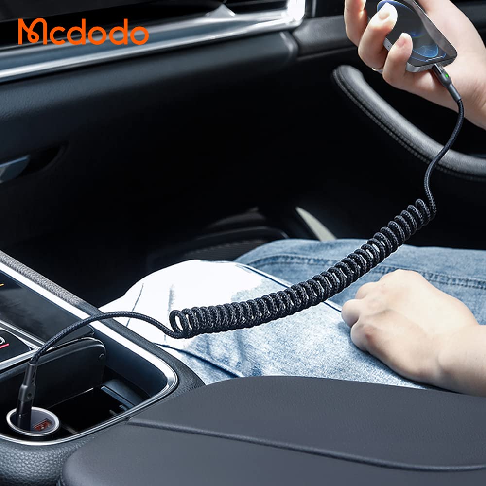 mcdodo Coiled Elastic USB Cable, Retractable Cable Data Sync Charge Cable Charging Spiral Cord Car Charger Cable For iPhone/iPad
