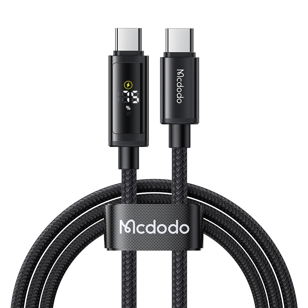 Mcdodo 100W C To C Digital Dual LED Displays Cable, real-time power and battery display, Fast Charging Cable