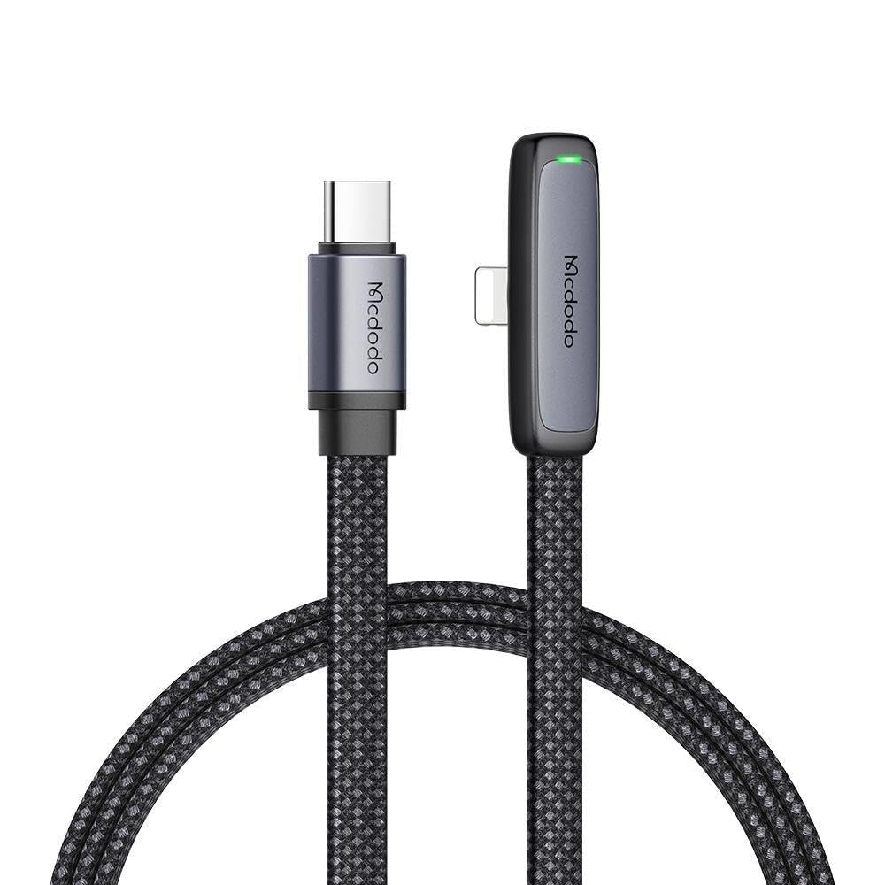 Mcdodo Type C Lightning Cable, 36W, PD Rapid Charging, Ultra-Thin, Right Angle Shape, i-Phone Cable, Built-in MSC Charging Technology, Built-in Dual Core Protection Chip (1.8M)