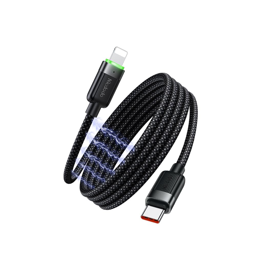 mcdodo Magnetic USB C to Lightning Cable iPhone Charging Cable USB C 36W LED Nylon Spiral Type C Fast Charging Cable Compatible with iPhone 14 13 Pro Max Mini XS XR X 8 7 SE