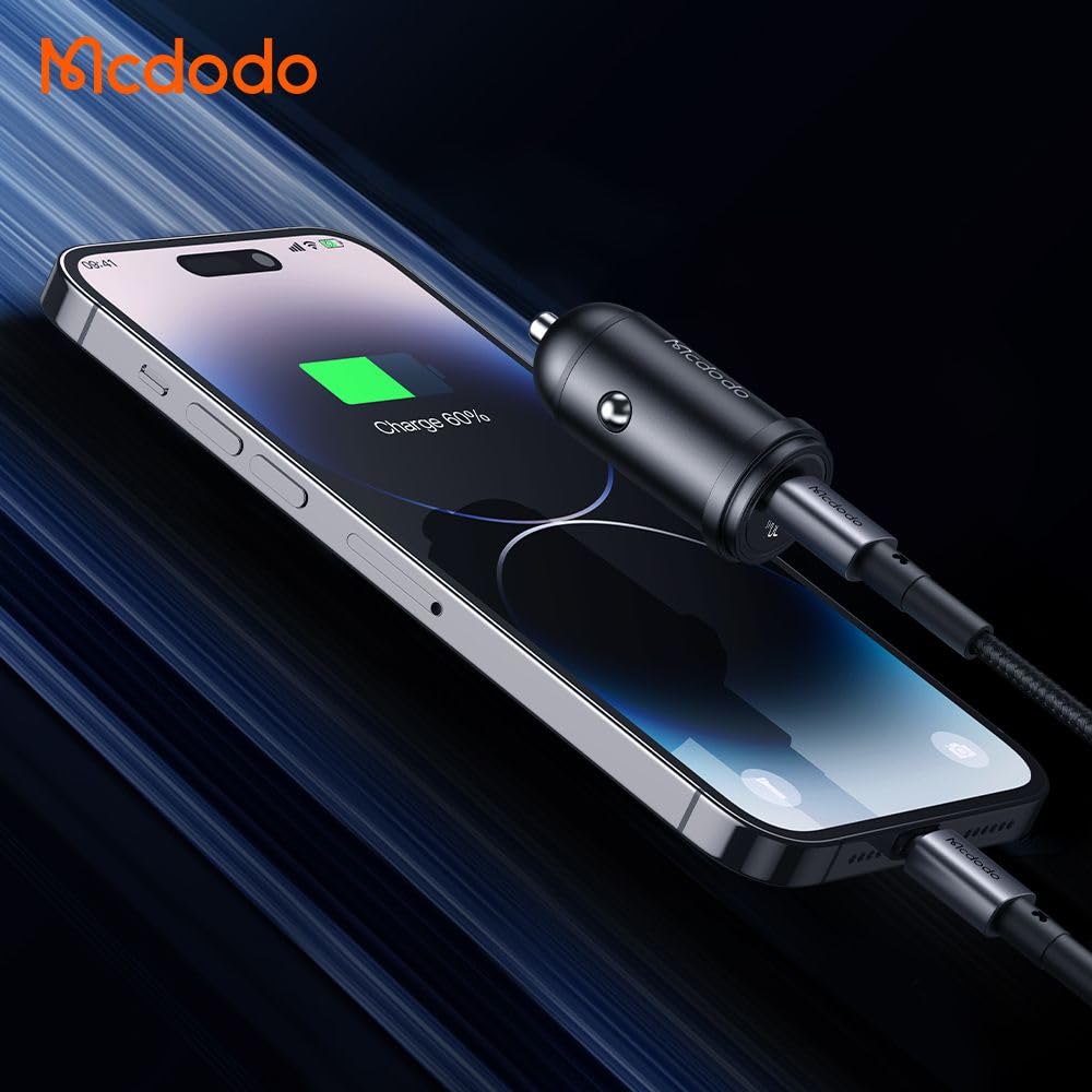MCDODO CC-7492 CAR Charger, USB-C, 30W + USB-C to Lightning Cable Black
