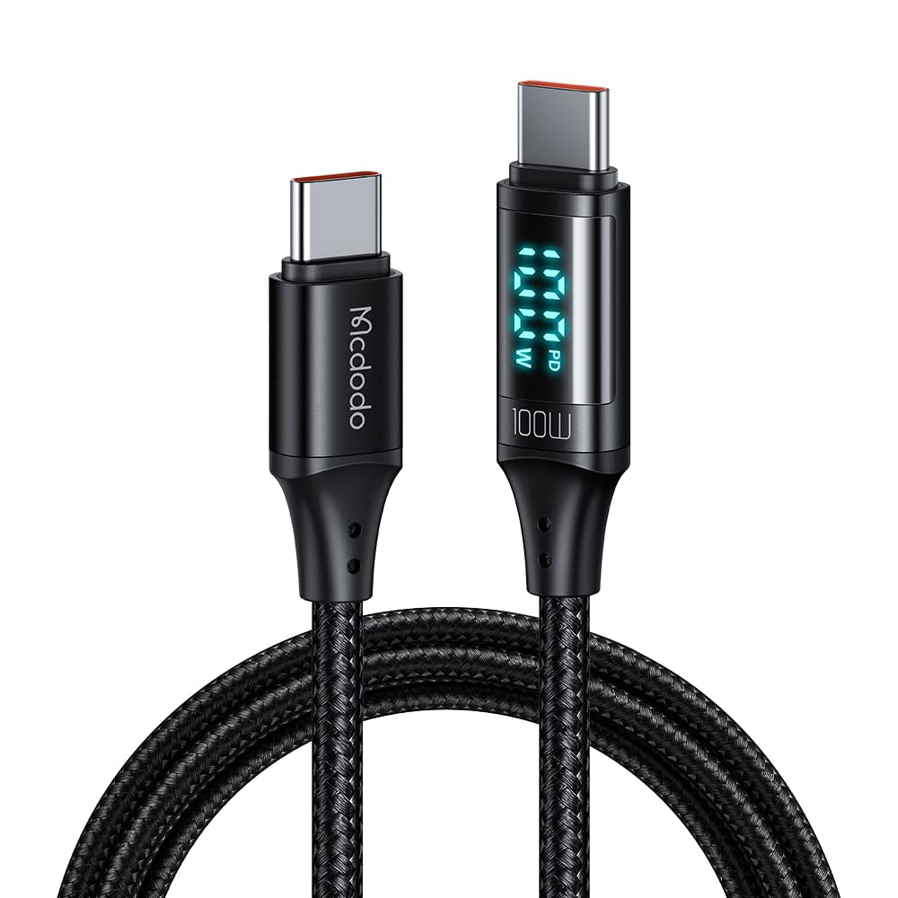 Mcdodo Digital Display 100W Type-C to Type-C Data Cable 1.2m - Black