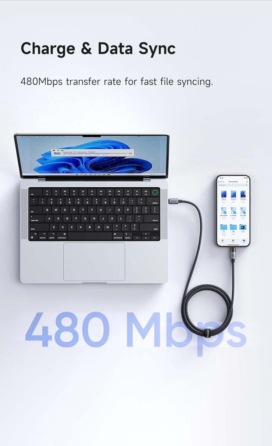 Mcdodo 100W USB-C to USB-C Charging Cable with Flashing Light 4ft, Nylon Braided USBC to C Fast Charging Cable Fit for iPhone 16 15 Pro ProMax Plus, Galaxy S23/S22+Ultra, iPad, MacBook(Black)