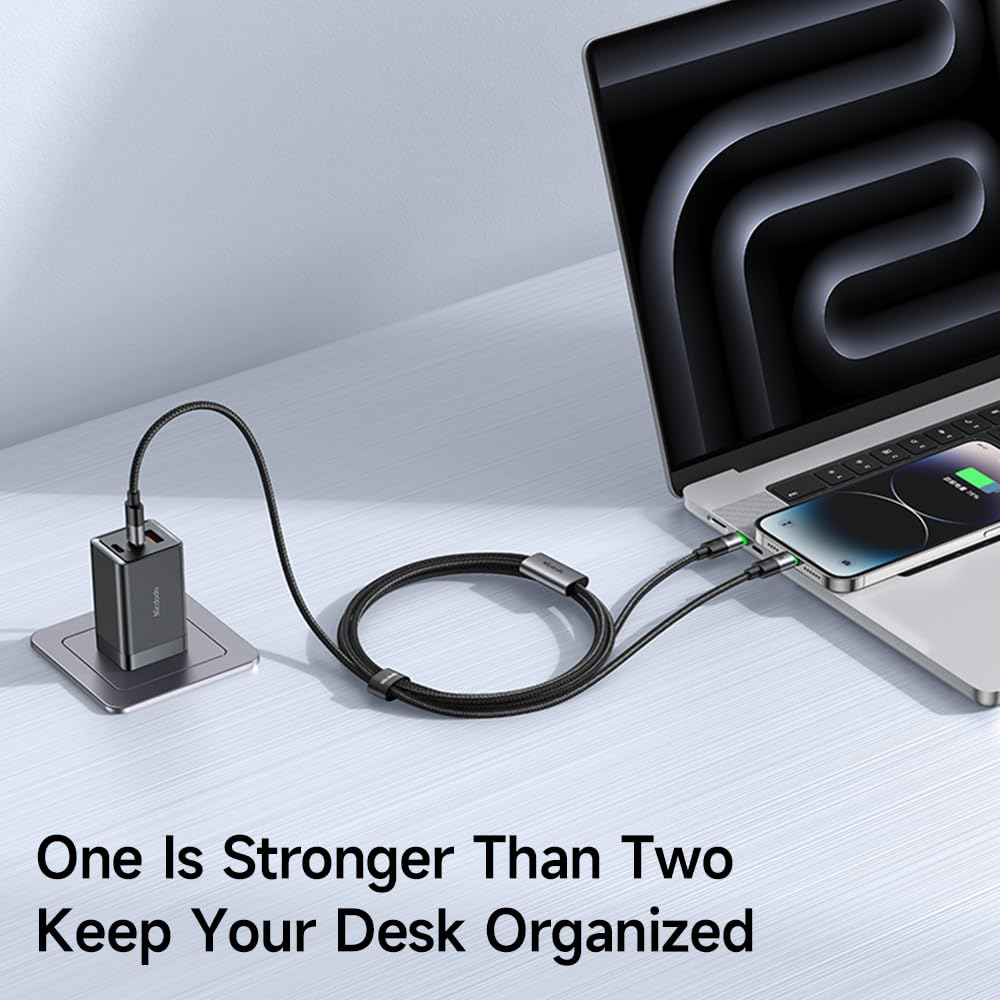 mcdodo USB C and Lightning Cable 2-in-1, USB-C to C & Lightning 100W Fast Charging Cable