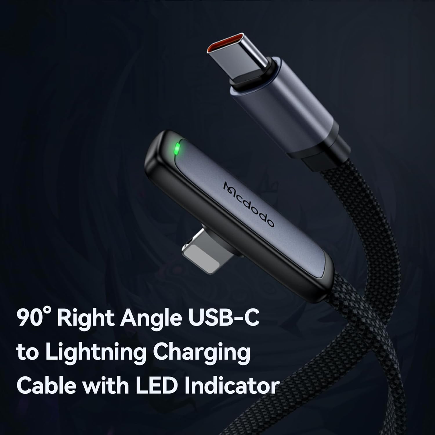 Mcdodo 1.8 Meter USB C to Lightning Cable 90 Degree Right Angle USB-C to Lightning Charging Cable with LED Indicator Light Compatible with iPhone 14 13 12 11/Pro/ProMax/Plus, iPad, AirPods, iTouch