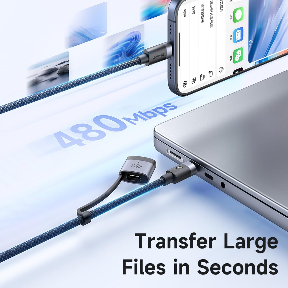 Mcdodo USB C to Mag-Safe 3 Cable 140 W/240 W USB C to USB C Charging Cable 2 m Fast Charging Type C to Mag Safe 3 Compatible with MacBook Pro M1 2021, MacBook Air M2, 2023 M2 Pro iPad Pro, Macbook