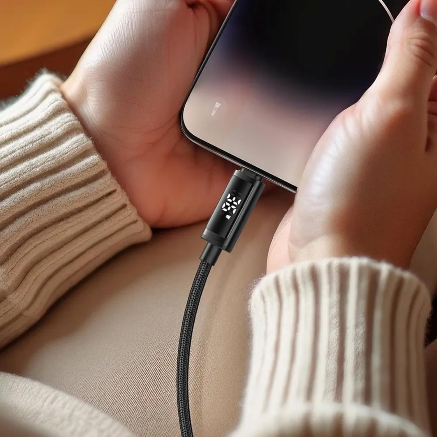 mcdodo 1.2M USB C to USB C Cable 90 Degree Right Angle Type-C Charging Cable with LED Indicator Light