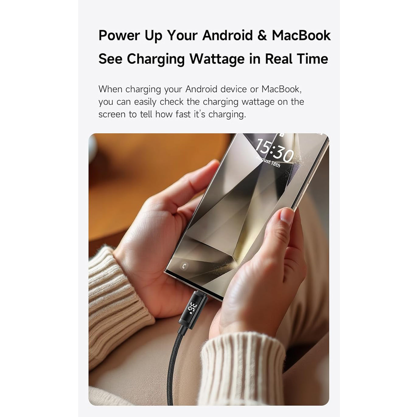 Mcdodo 100W C To C Digital Dual LED Displays Cable, real-time power and battery display, Fast Charging Cable