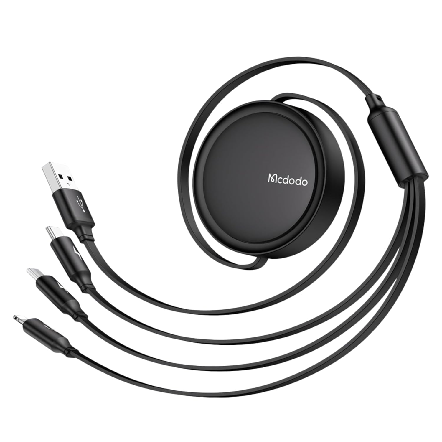 Mcdodo Beat Drum Multi Charging Cable,Retractable 3 in 1 Phone Charger Cord 4ft with Type C/Micro USB Port Compact for Travel USB Cable