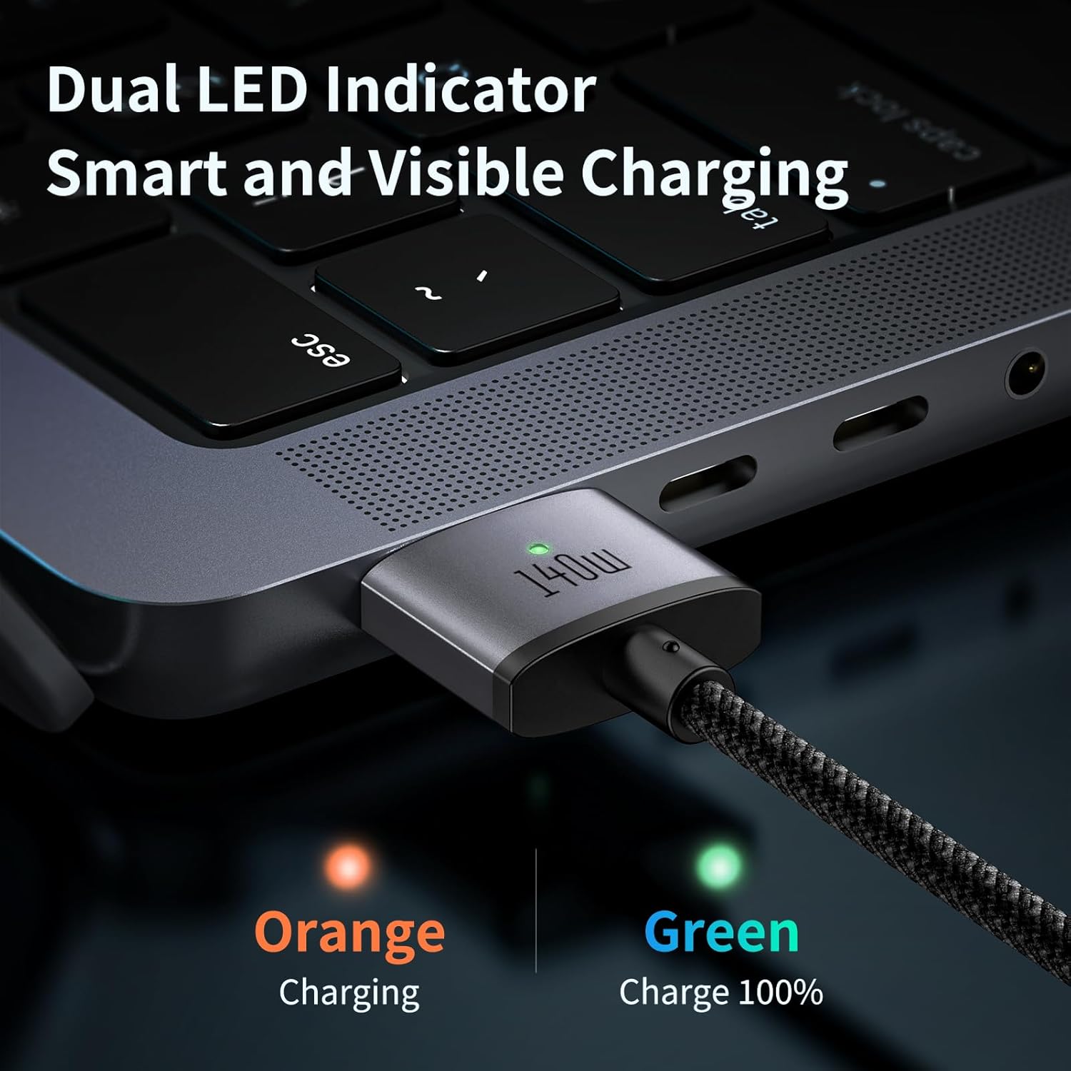 Mcdodo 140W USB-C to Magnetic 3 Cable, Compatible with MacBook Pro 2021 M1 Pro & Max Chip 14" 16", MacBook Air 2022 M2, MacBook Pro 2023 M2 Pro & Max Chip 14" 16", Safe 3 Cable for MacBook - 6.6ft