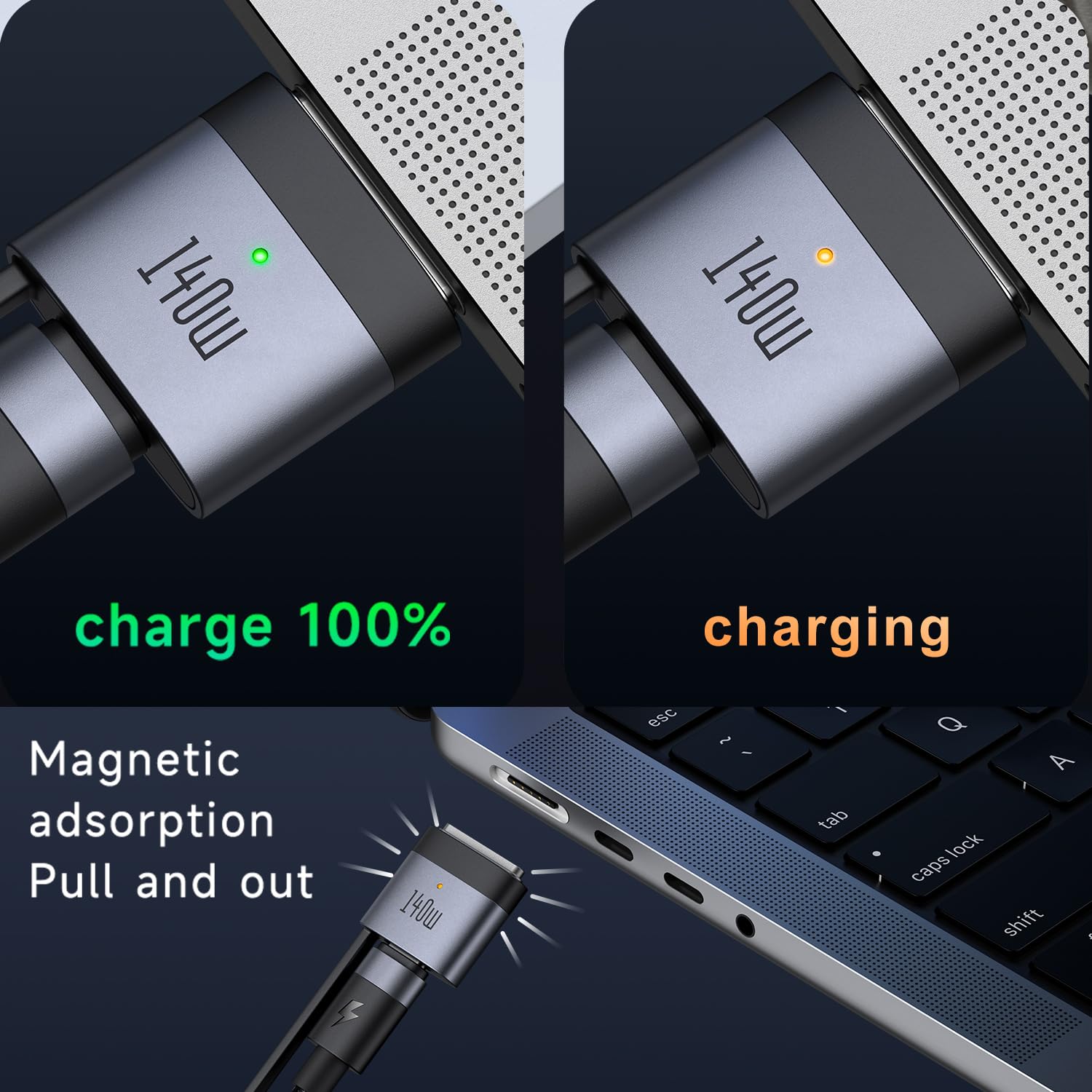 Mcdodo USB C to Mag-Safe 3 Cable 140 W/240 W USB C to USB C Charging Cable 2 m Fast Charging Type C to Mag Safe 3 Compatible with MacBook Pro M1 2021, MacBook Air M2, 2023 M2 Pro iPad Pro, Macbook