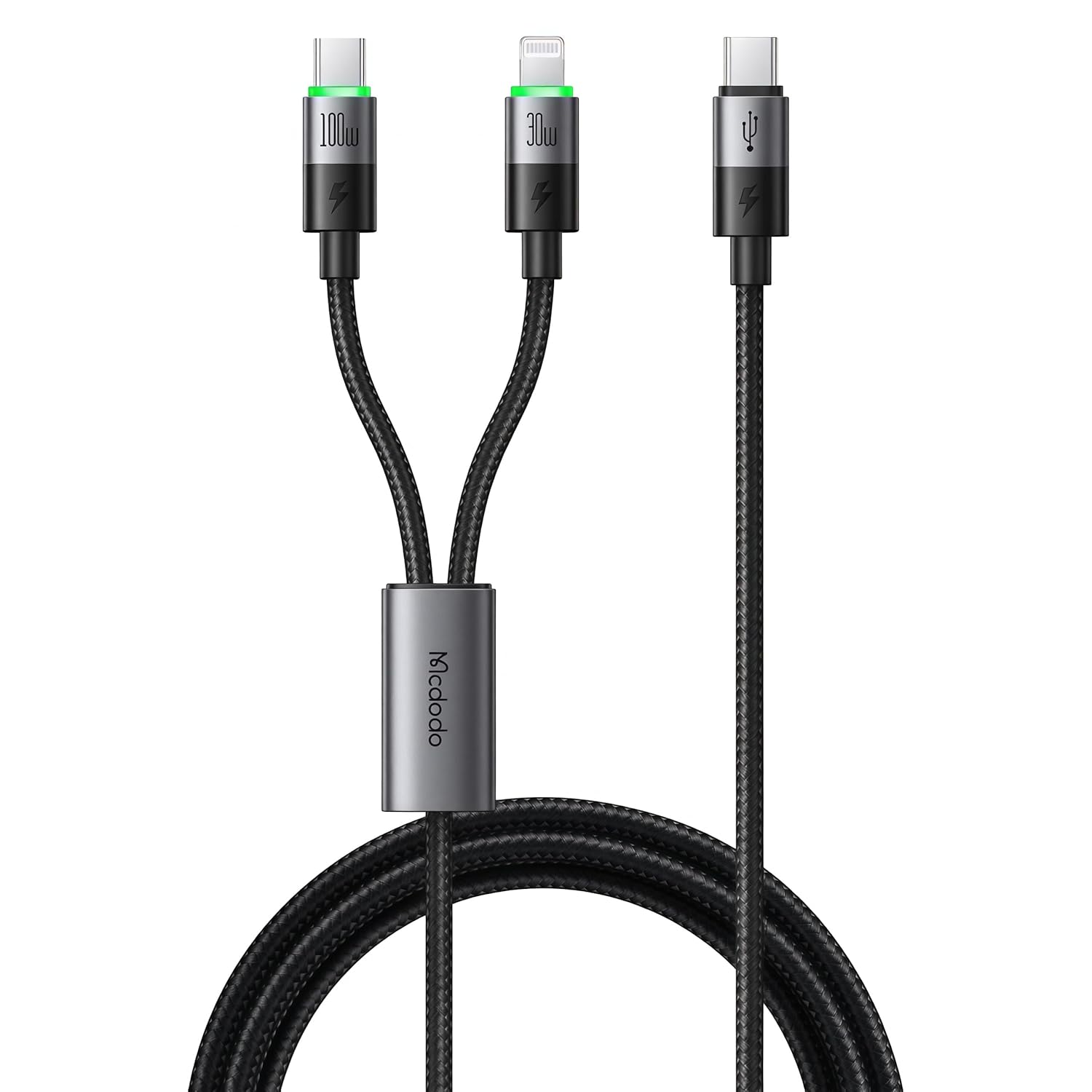 mcdodo USB C and Lightning Cable 2-in-1, USB-C to C & Lightning 100W Fast Charging Cable