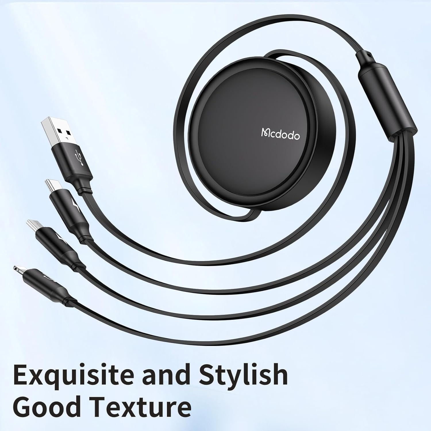 Mcdodo Beat Drum Multi Charging Cable,Retractable 3 in 1 Phone Charger Cord 4ft with Type C/Micro USB Port Compact for Travel USB Cable