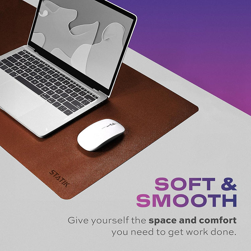 Statik ® TaskPad Leather Mouse Pad Desk Mat for Desktop - Desk Pad Large Mouse Pad XL Keyboard Mat - Waterproof Desk Cover Desk Mats on Top of Desks, Big Gaming Surface Area - Double-Sided