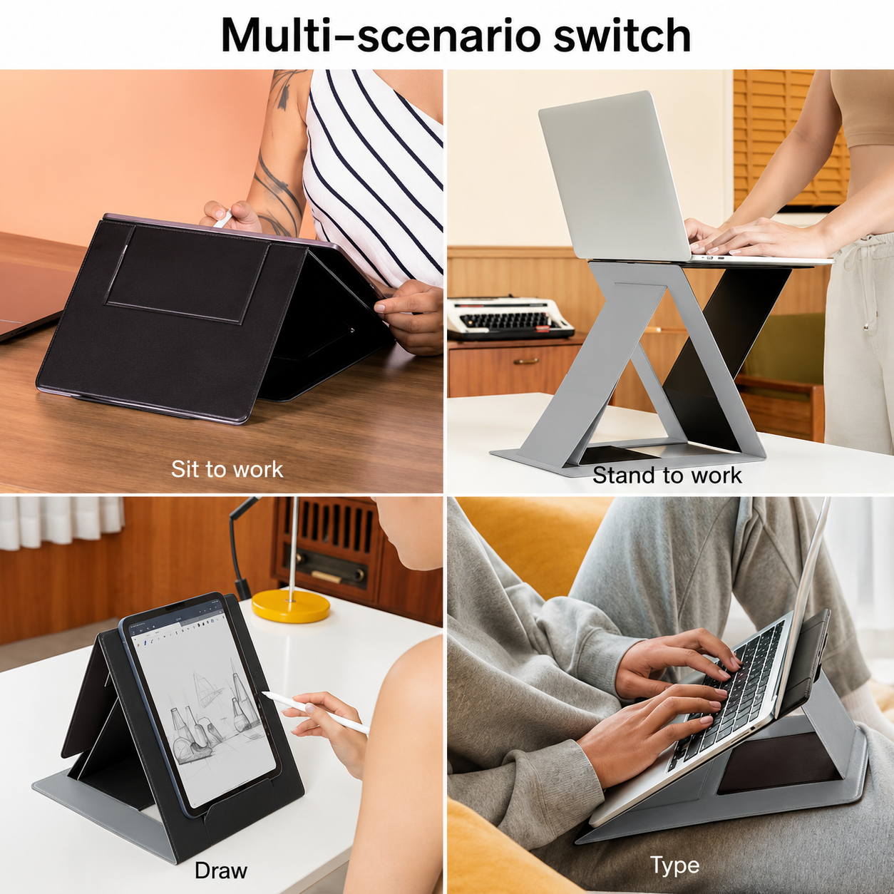 MOFT Z: Elevate Your Workspace with the Ultimate Invisible Sit-Stand Desk for Laptops – Seamless Portability, Adjustable Ergonomics, With 5 Elevation Angles