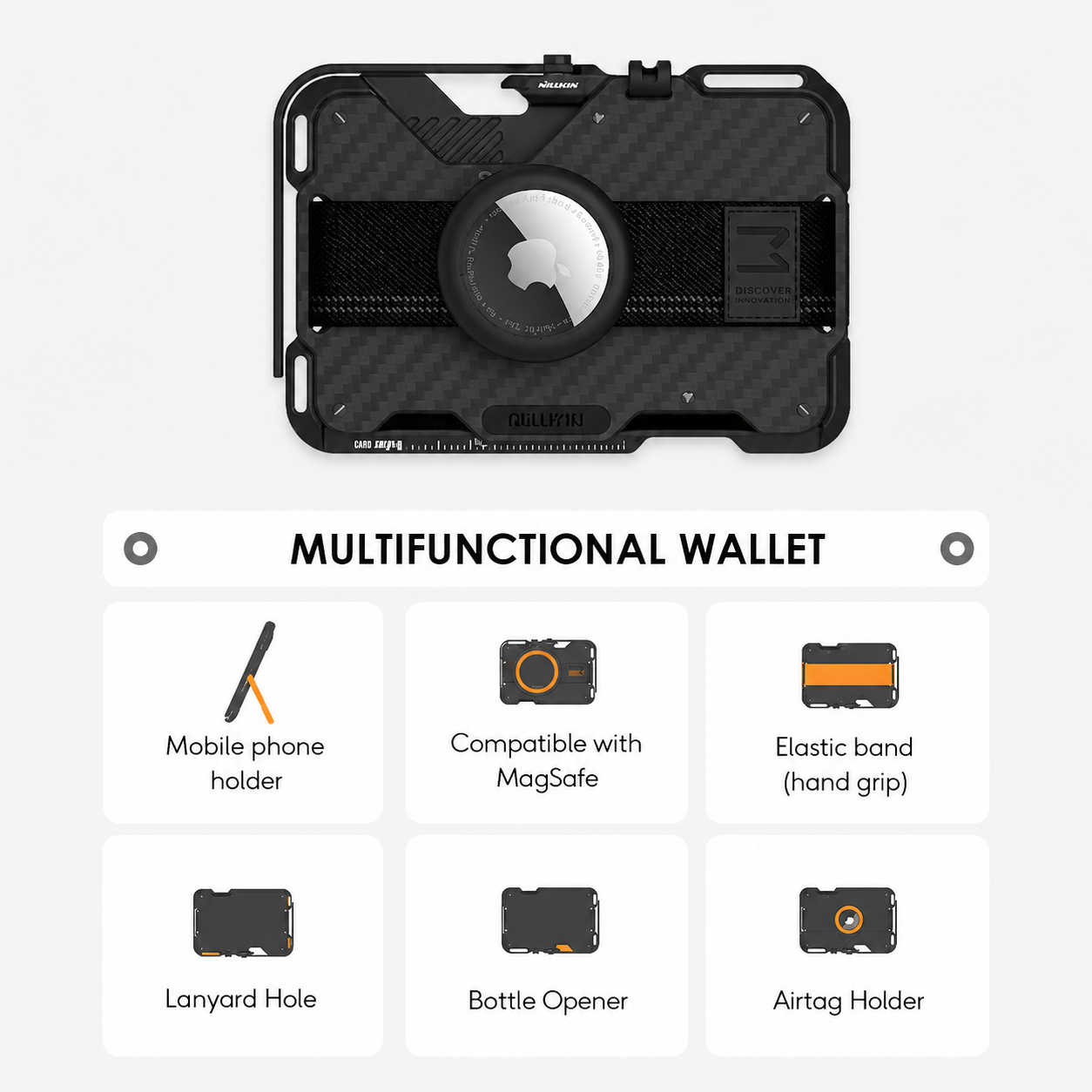 Aulumu G03 Multi-Tool Magnetic Metal Wallet | Carbon Fiber Cover | MagSafe