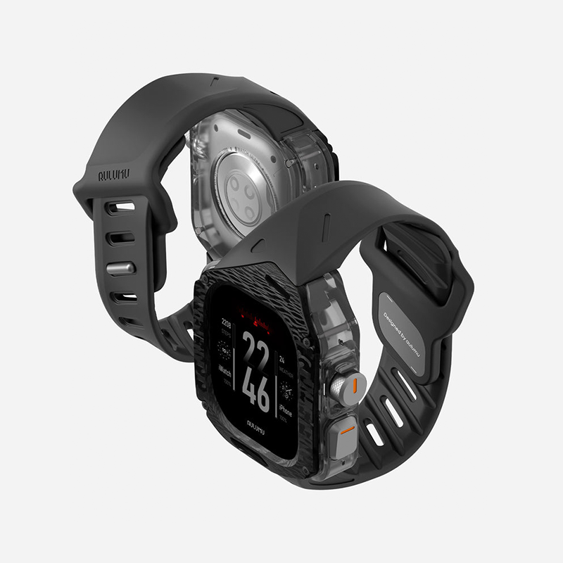 Aulumu A01 Case with Band for Apple Watch Ultra 1/2/3 | Carbon Fiber Cover | FKM Band
