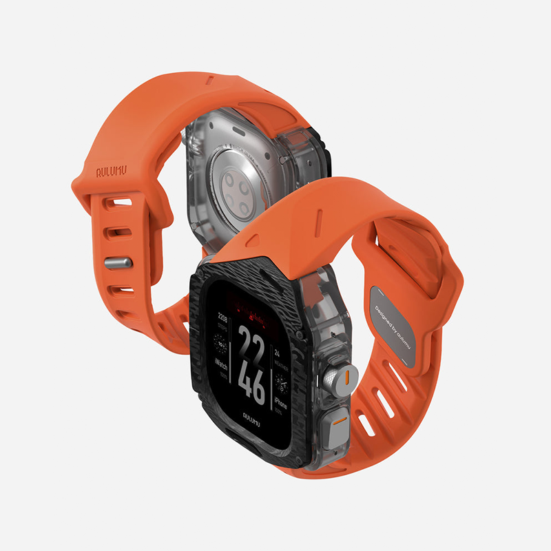 Aulumu A01 Case with Band for Apple Watch Ultra 1/2/3 | Carbon Fiber Cover | FKM Band