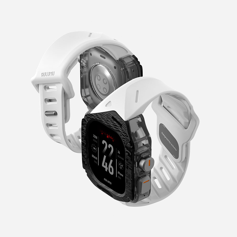 Aulumu A01 Case with Band for Apple Watch Ultra 1/2/3 | Carbon Fiber Cover | FKM Band