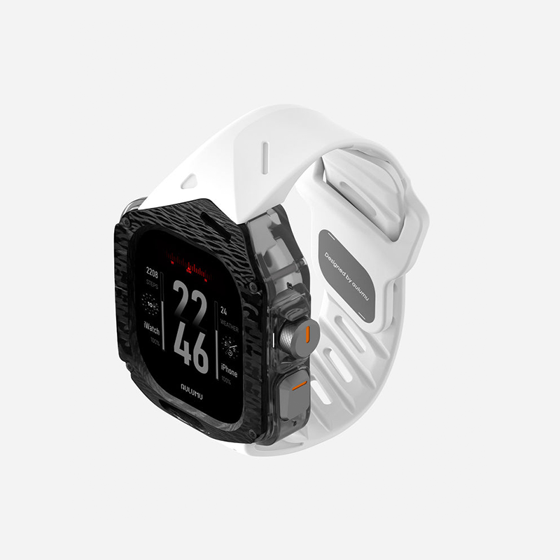 Aulumu A01 Case with Band for Apple Watch Ultra 1/2/3 | Carbon Fiber Cover | FKM Band