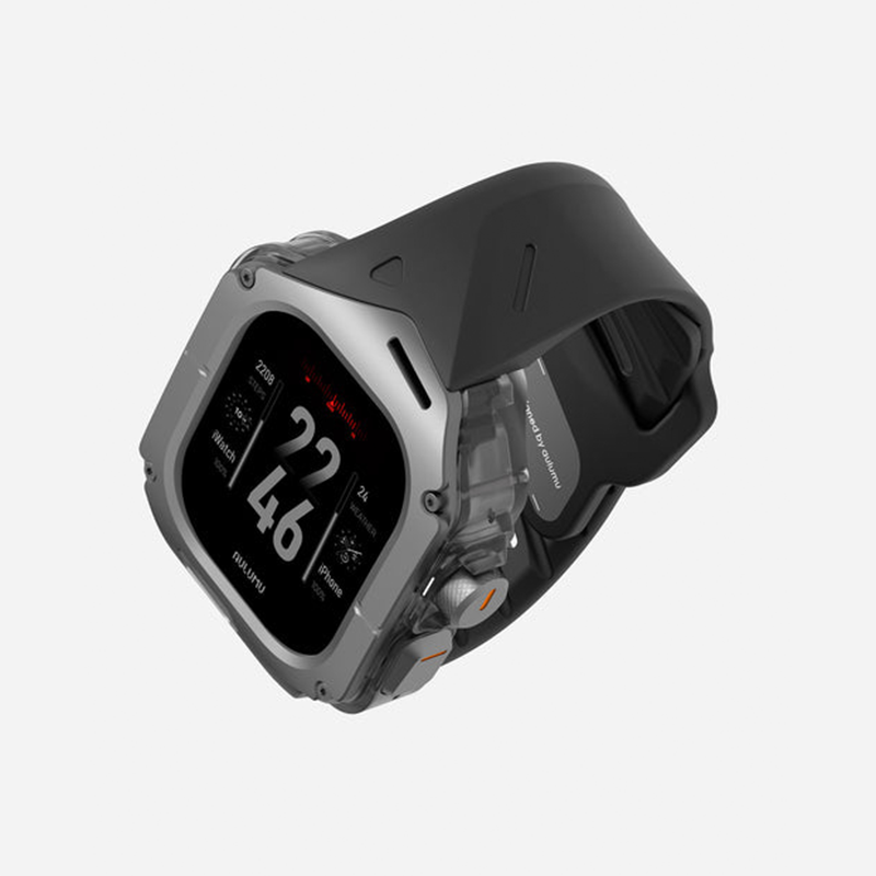 Aulumu A01 Case with Band for Apple Watch Ultra 1/2/3 | Titanium Cover | FKM Band