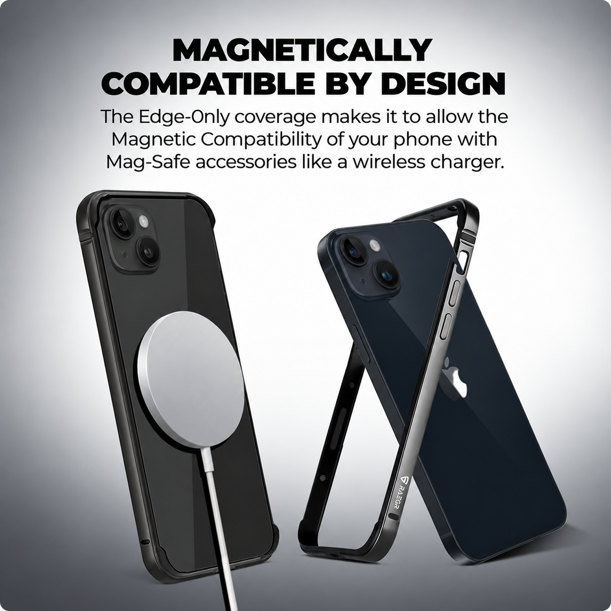 RAEGR Phone Case | Anodized Aluminum Bumper | Magnetic Compatible | Edge Armor Protective Minimal Case Compatible with iPhone 14 Plus / 13 Pro Max (6.7-Inch) 2022