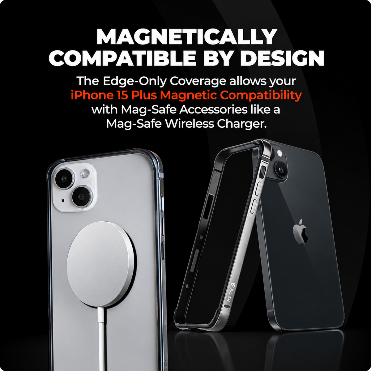 Click to see full view RAEGR Case | Anodized Aluminum Bumper | Magnetic Compatible | Edge Armor Protective Minimal Case Designed for iPhone 15 Plus (6.7-Inch) 2023