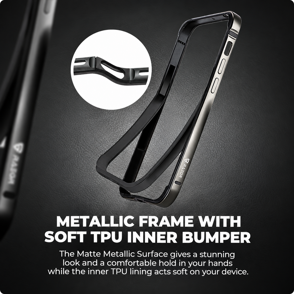 RAEGR Case | Anodized Aluminum Bumper | Magnetic Compatible | Edge Armor Protective Minimal Case Designed for iPhone 15 (6.1-Inch) 2023