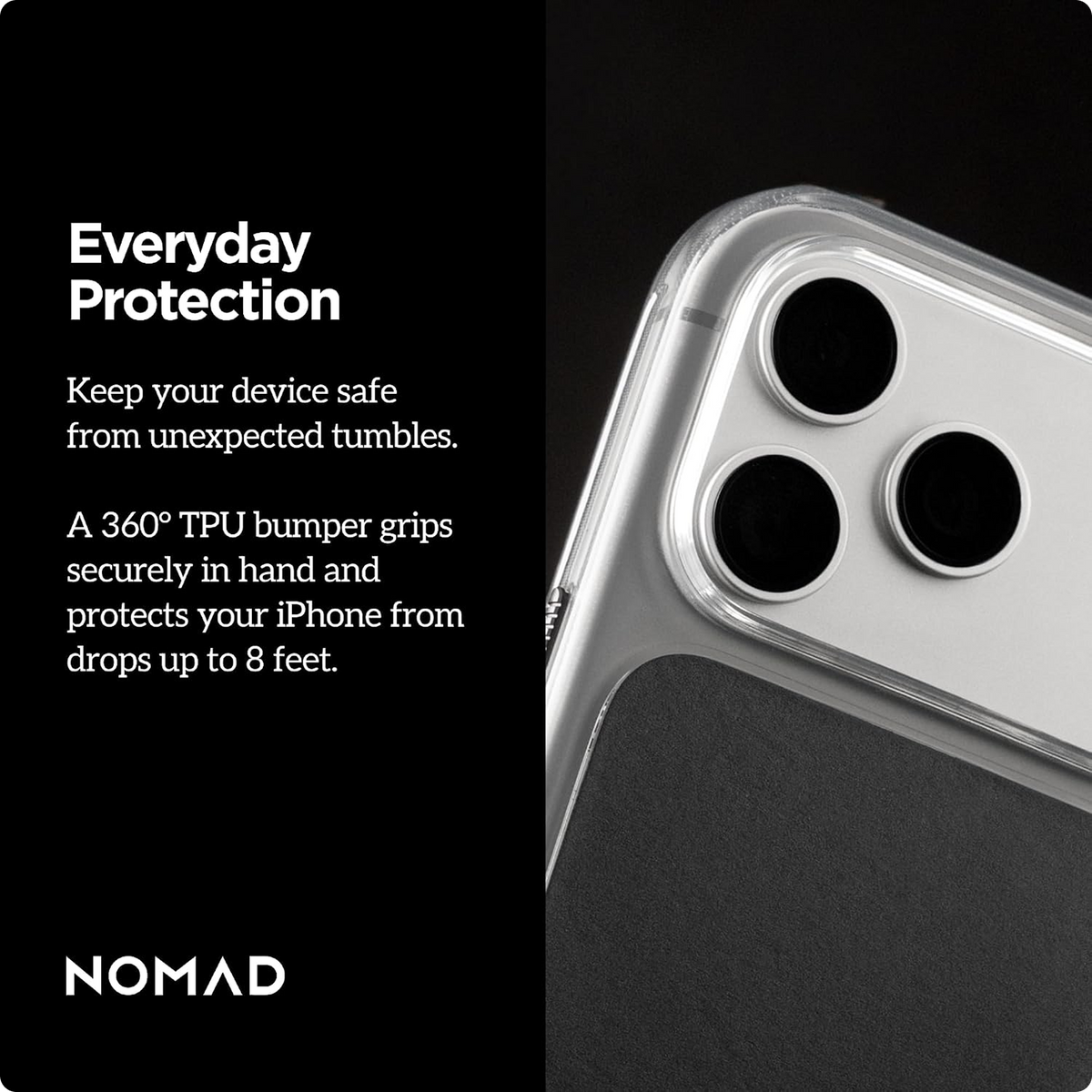 NOMAD Clear Leather iPhone 18 Pro Max Case Magsafe with Saddle Horween Leather