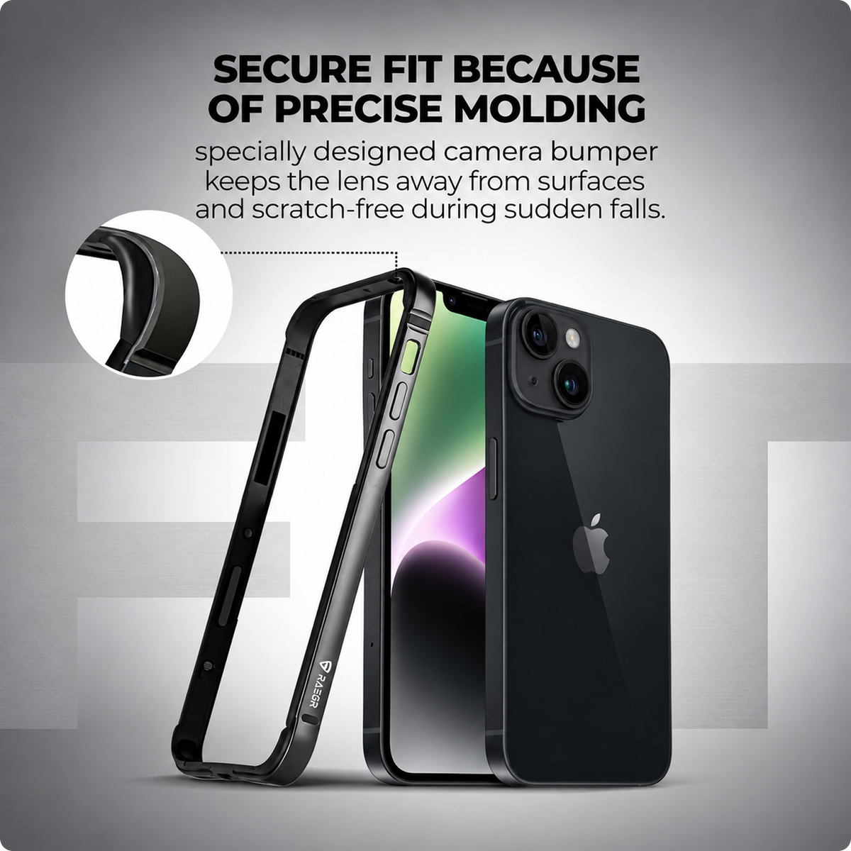RAEGR Phone Case | Anodized Aluminum Bumper | Magnetic Compatible | Edge Armor Protective Minimal Case Compatible with iPhone 14 Plus / 13 Pro Max (6.7-Inch) 2022