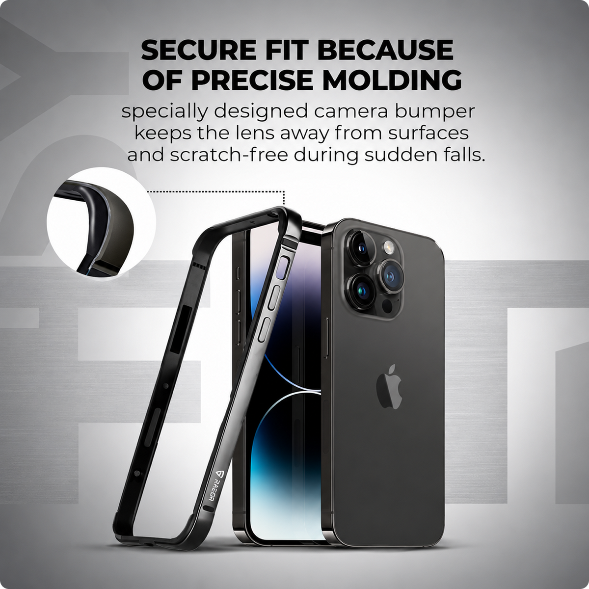 RAEGR Phone Case| Anodized Aluminum Bumper | Supports Magnetic Wireless Charging | Edge Armor Protective Minimal Case Compatible with iPhone 14 Pro Max (6.7-Inch) (2022)
