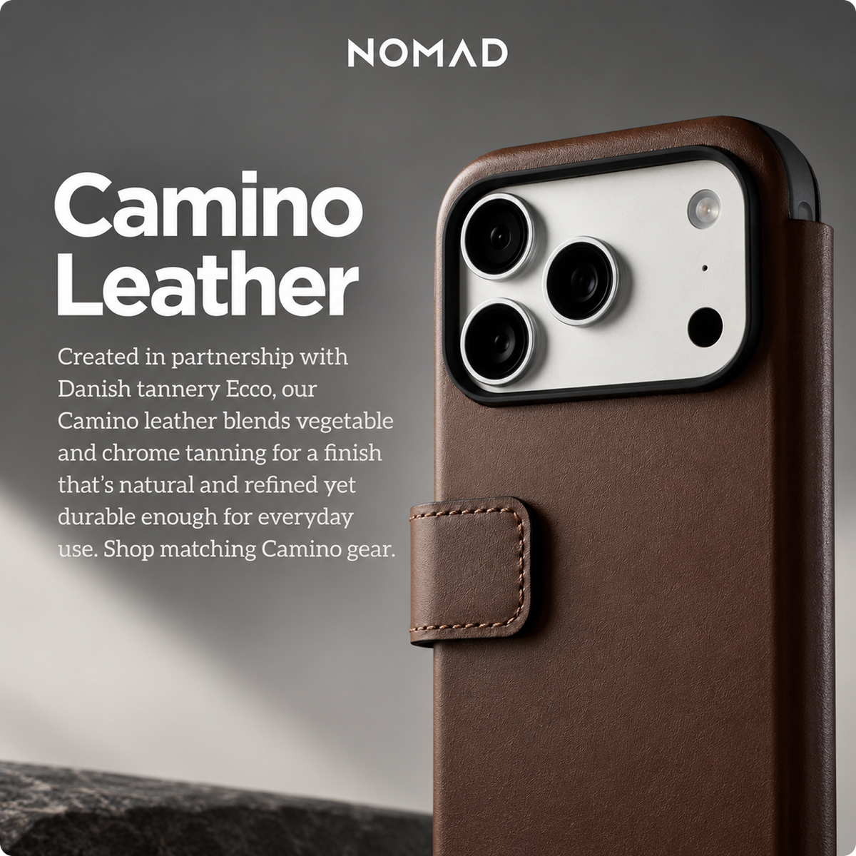 NOMAD Modern Leather Folio Brown for iPhone 18 Pro
