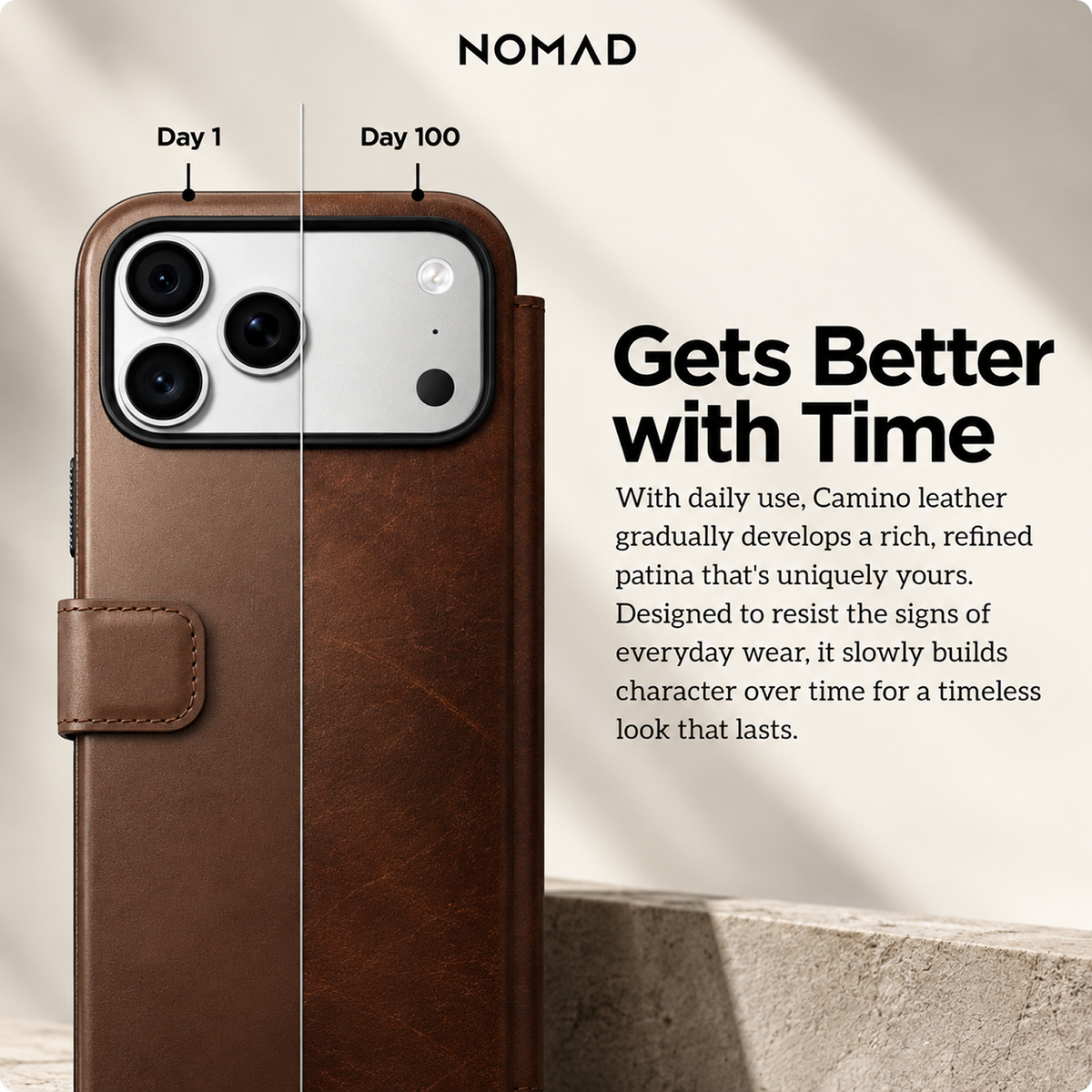 NOMAD Modern Leather Folio Brown for iPhone 18 Pro