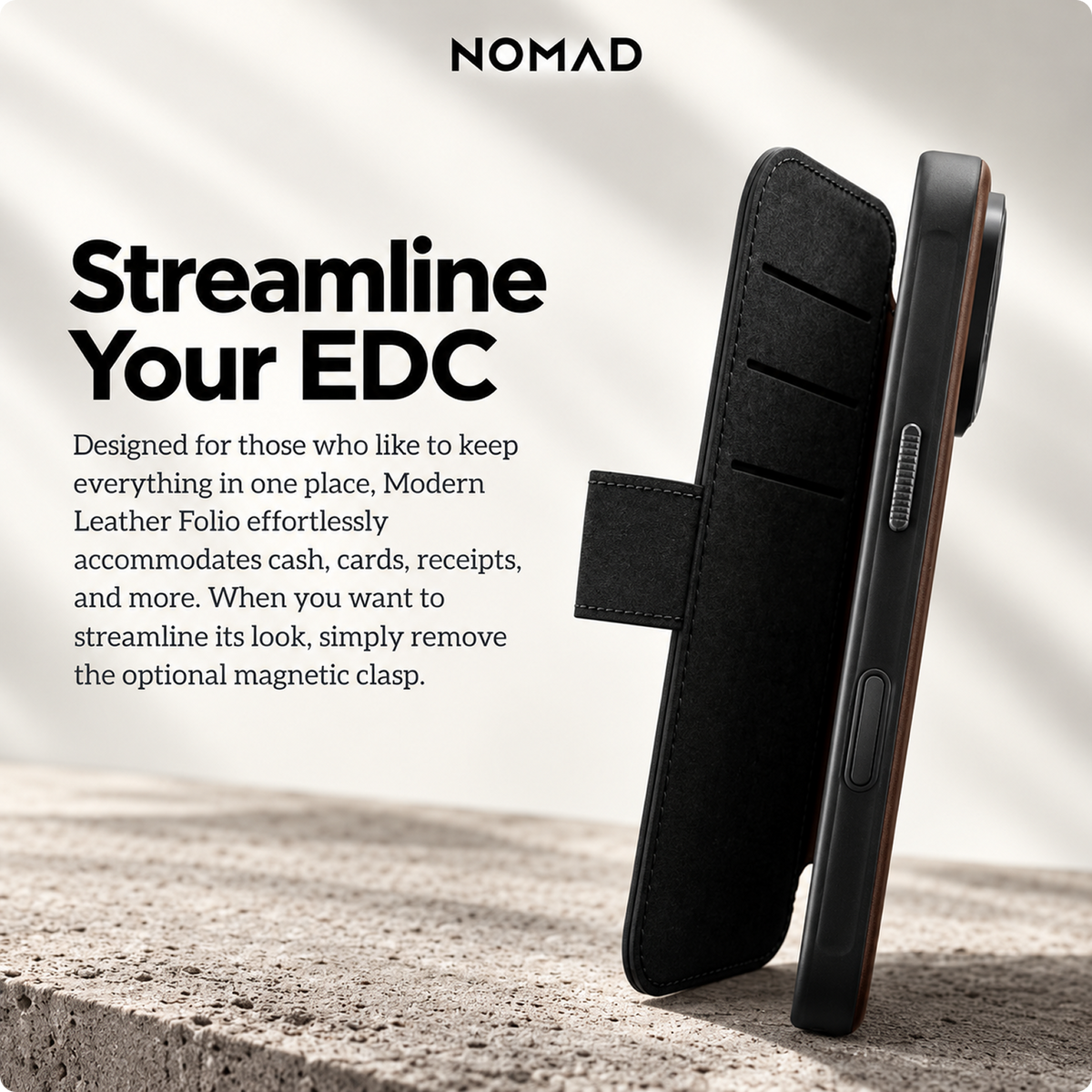 NOMAD Modern Leather Folio Brown for iPhone 18 Pro