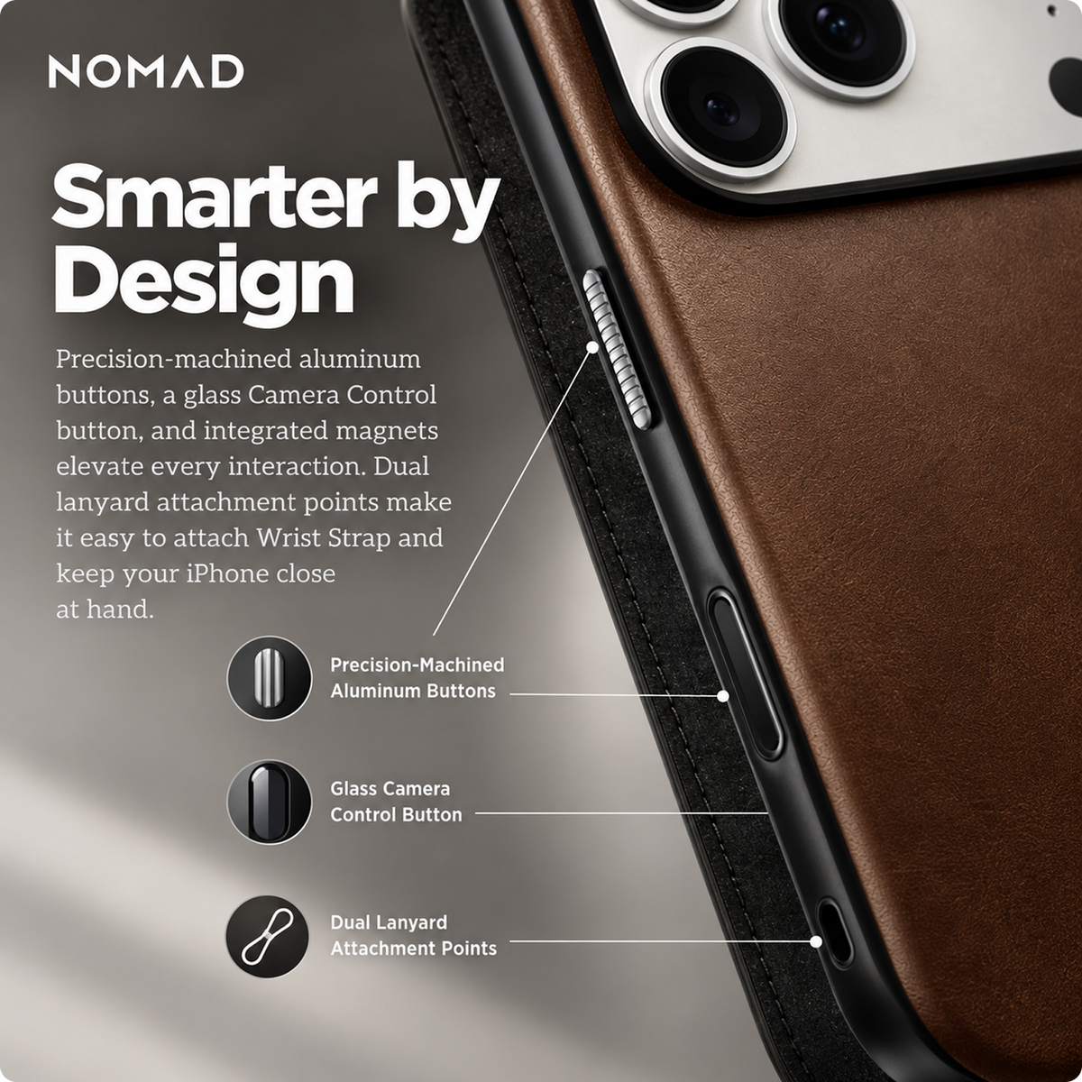 NOMAD Modern Leather Folio Brown for iPhone 18 Pro Max