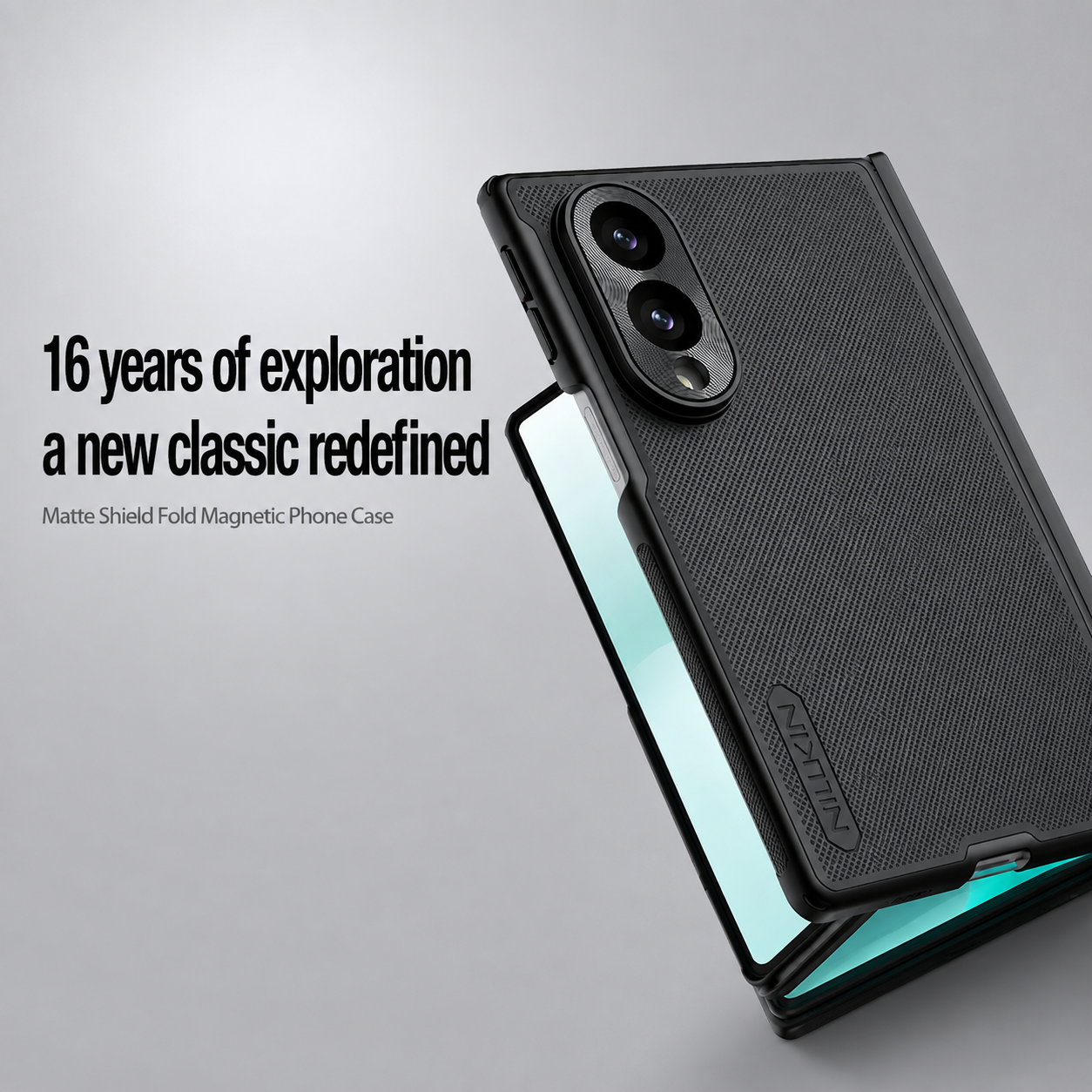 Nillkin Case for Samsung Galaxy Z Fold 8 (7.6" Inch) Super Frosted Shield Fold Magnetic 180 Folding 360 Protection Black Color