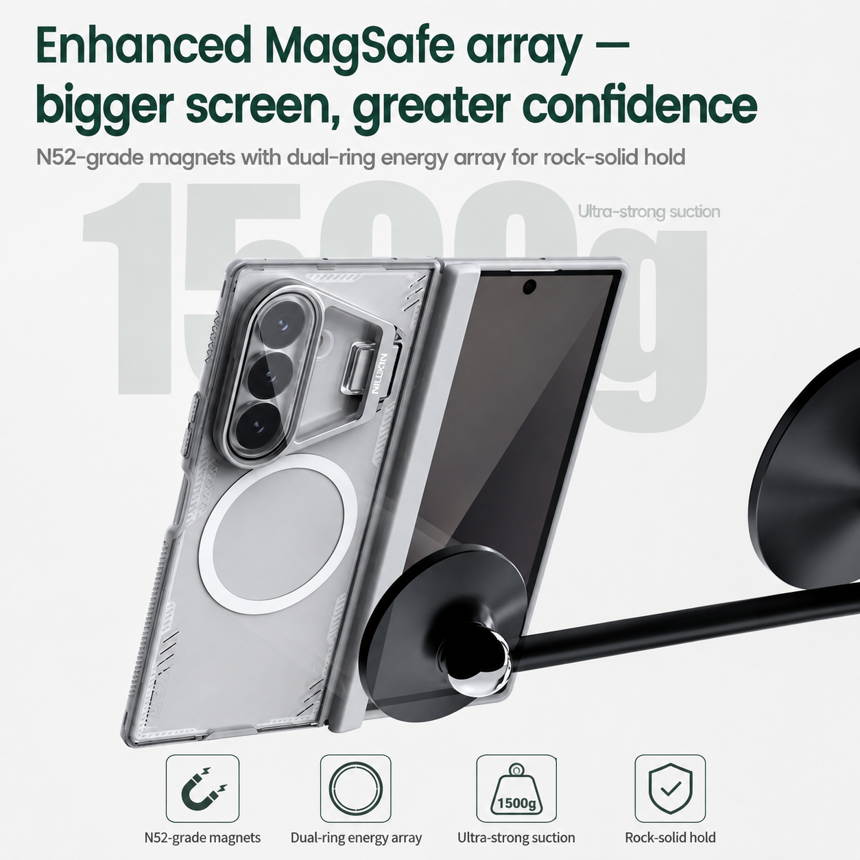 Nillkin Case for Samsung Galaxy Z Fold 8 Ultra (8.0" Inch) Iceblade Prop Magnetic Corner Air Bags + Aluminium Camera Protect Stand Scratch Black