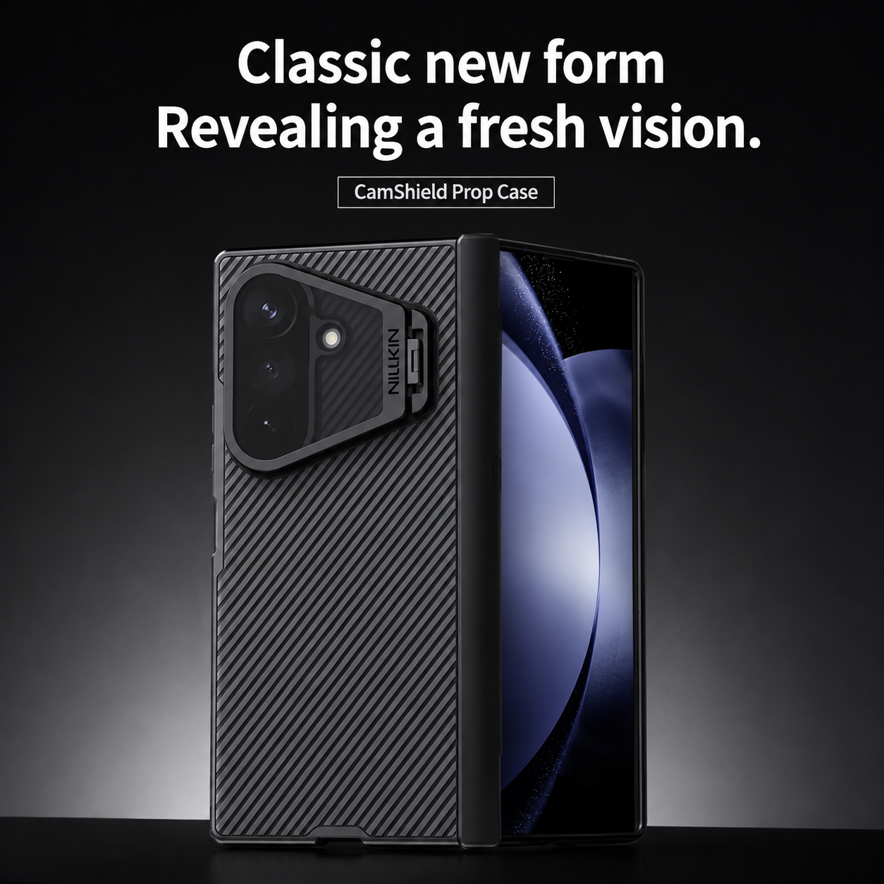 Nillkin Case for Samsung Galaxy Z Fold 8 Ultra (8.0" Inch) CamShield Prop Flip Style Transparent Black Lens Camera Protect Mobile Holder TPU + PC Black Color