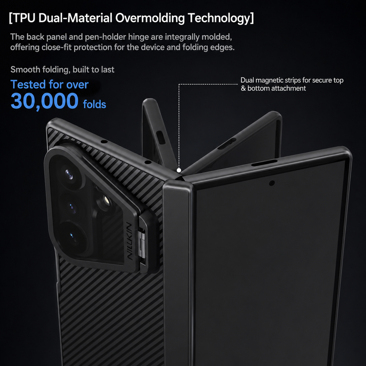 Nillkin Case for Samsung Galaxy Z Fold 8 Ultra (8.0" Inch) CamShield Prop Flip Style Transparent Black Lens Camera Protect Mobile Holder TPU + PC Black Color