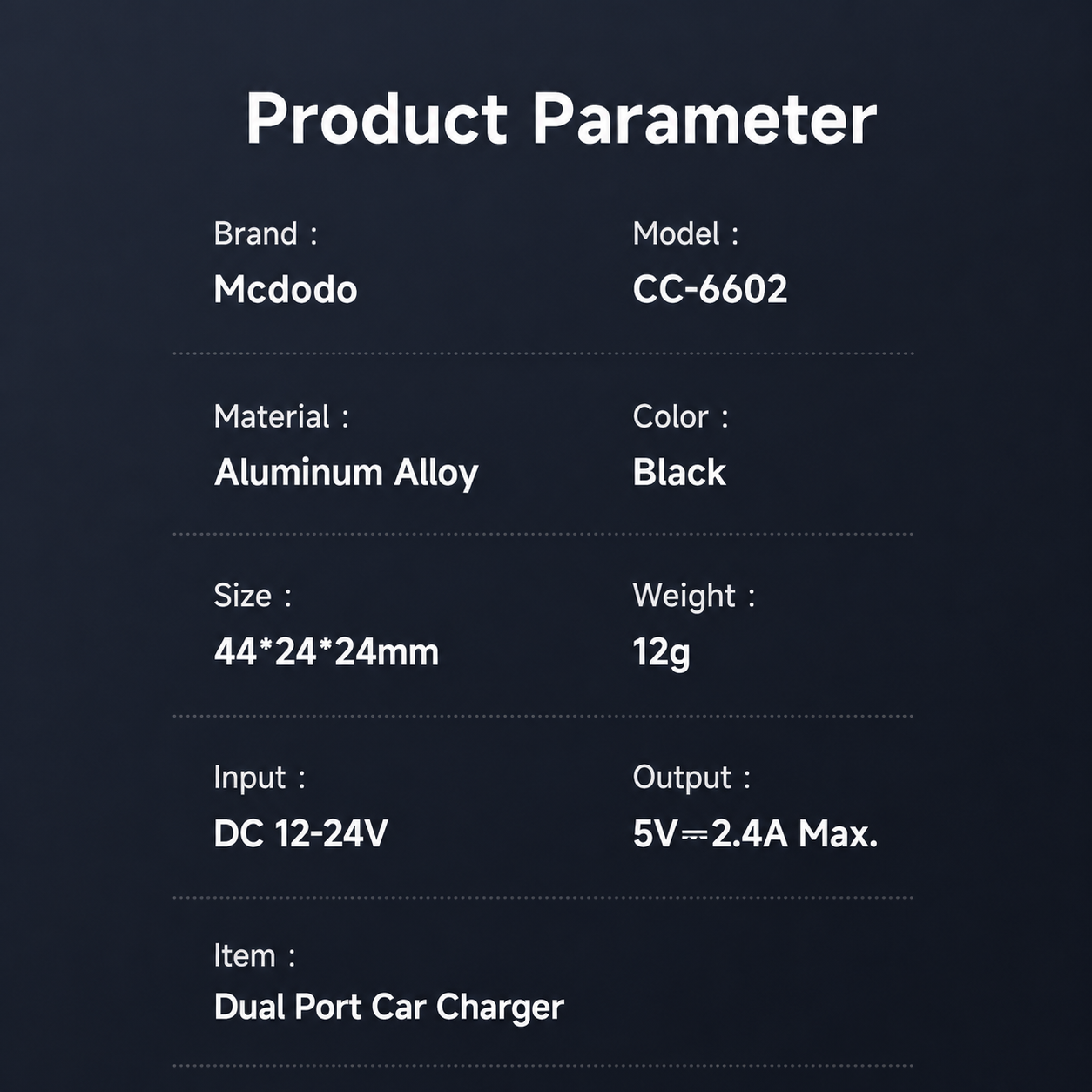 Mcdodo 12W 2A Car Charger