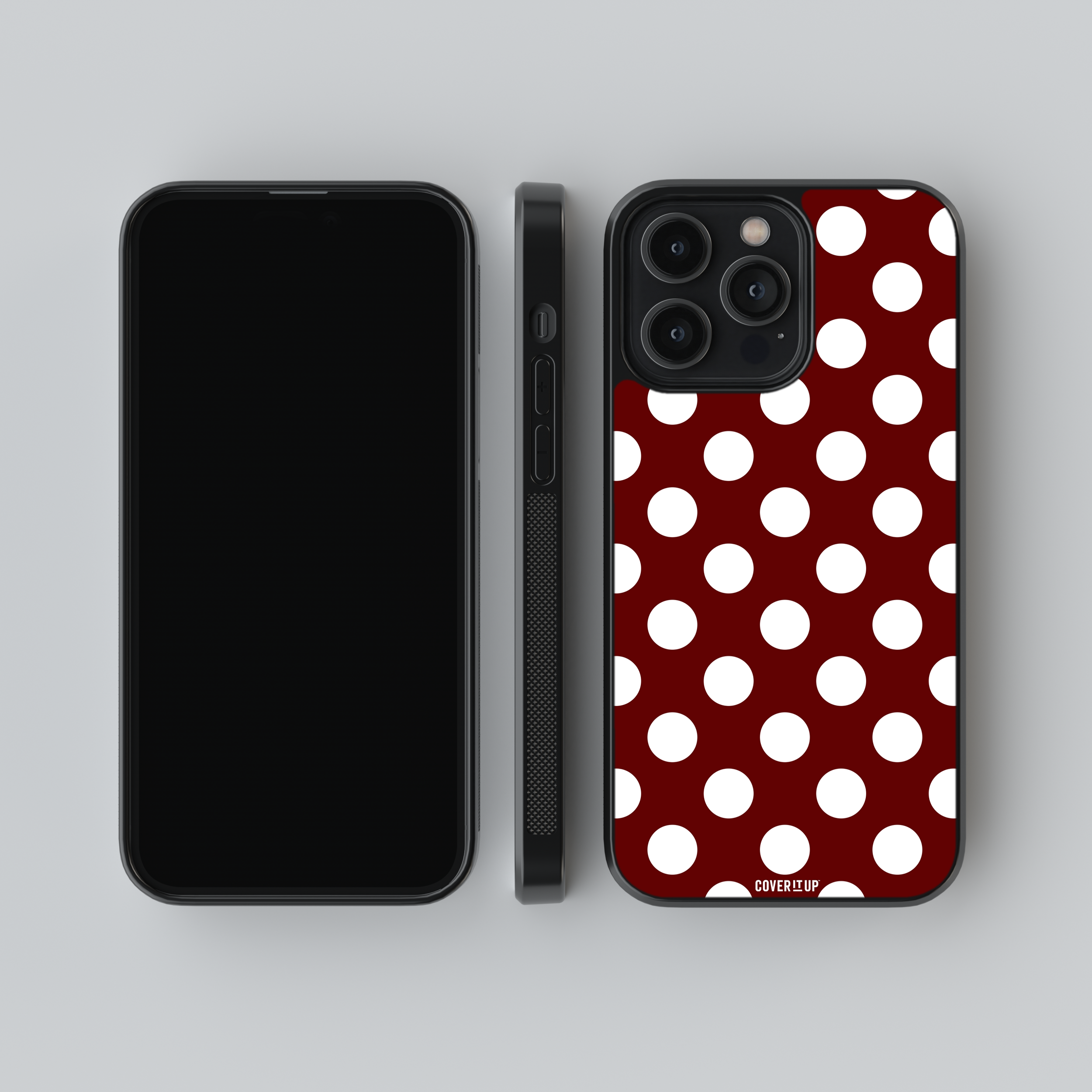 Big Maroon Polka Dots  Glass Case