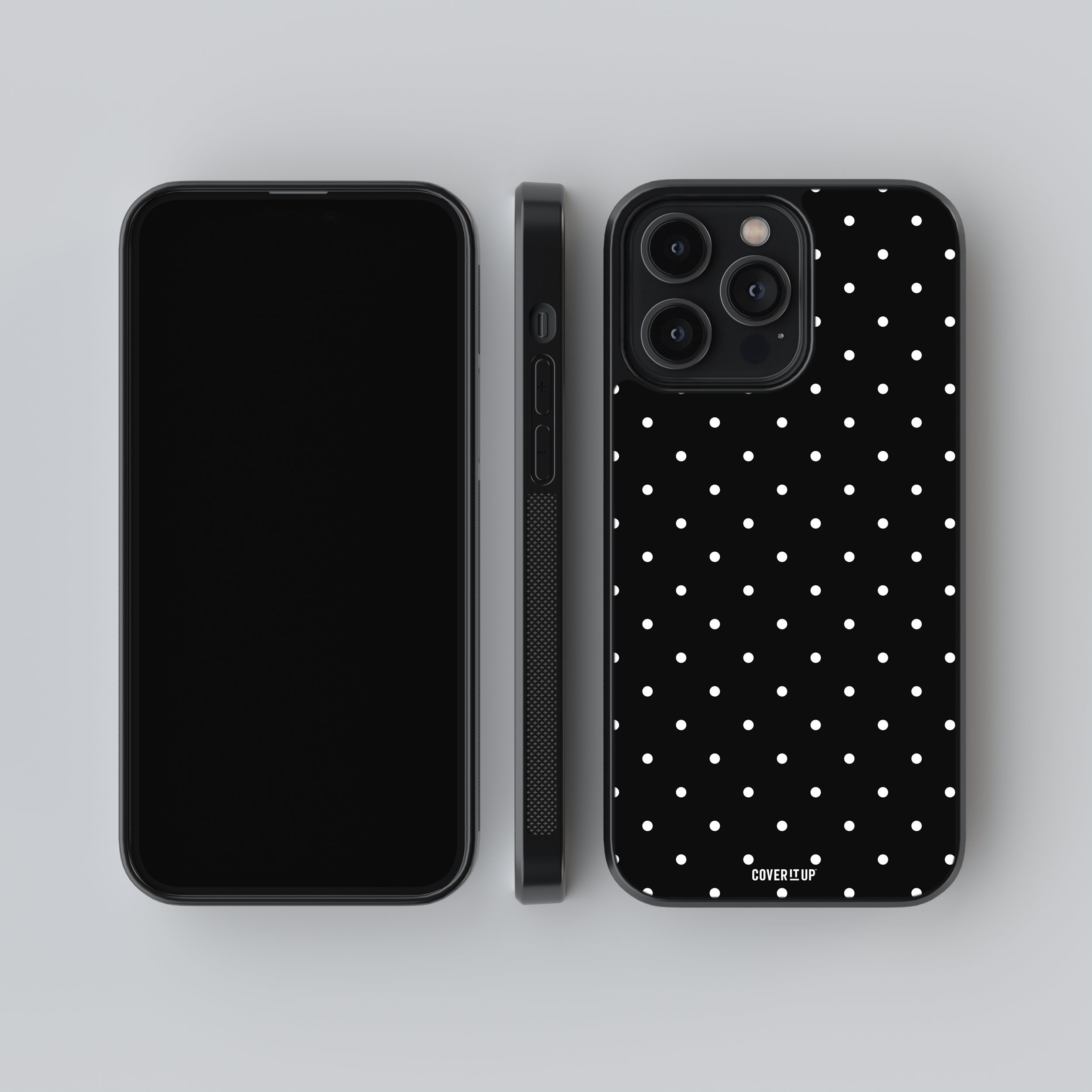 Classic Black Small Polka Dots Glass Case