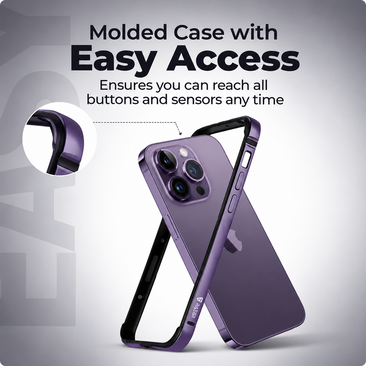 RAEGR Phone Case| Anodized Aluminum Bumper | Supports Magnetic Wireless Charging | Edge Armor Protective Minimal Case Compatible with iPhone 14 Pro Max (6.7-Inch) (2022)