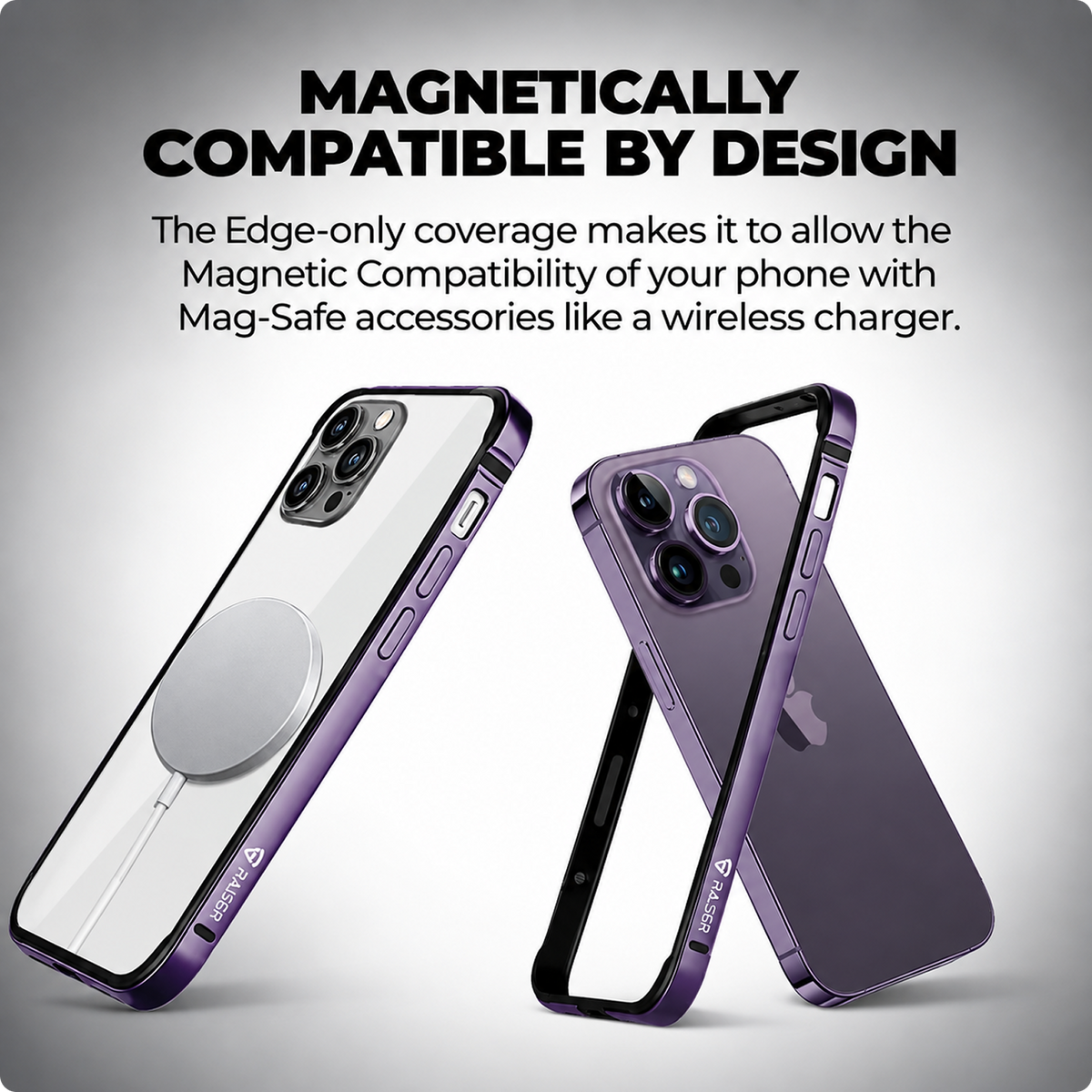 RAEGR Phone Case| Anodized Aluminum Bumper | Supports Magnetic Wireless Charging | Edge Armor Protective Minimal Case Compatible with iPhone 14 Pro Max (6.7-Inch) (2022)