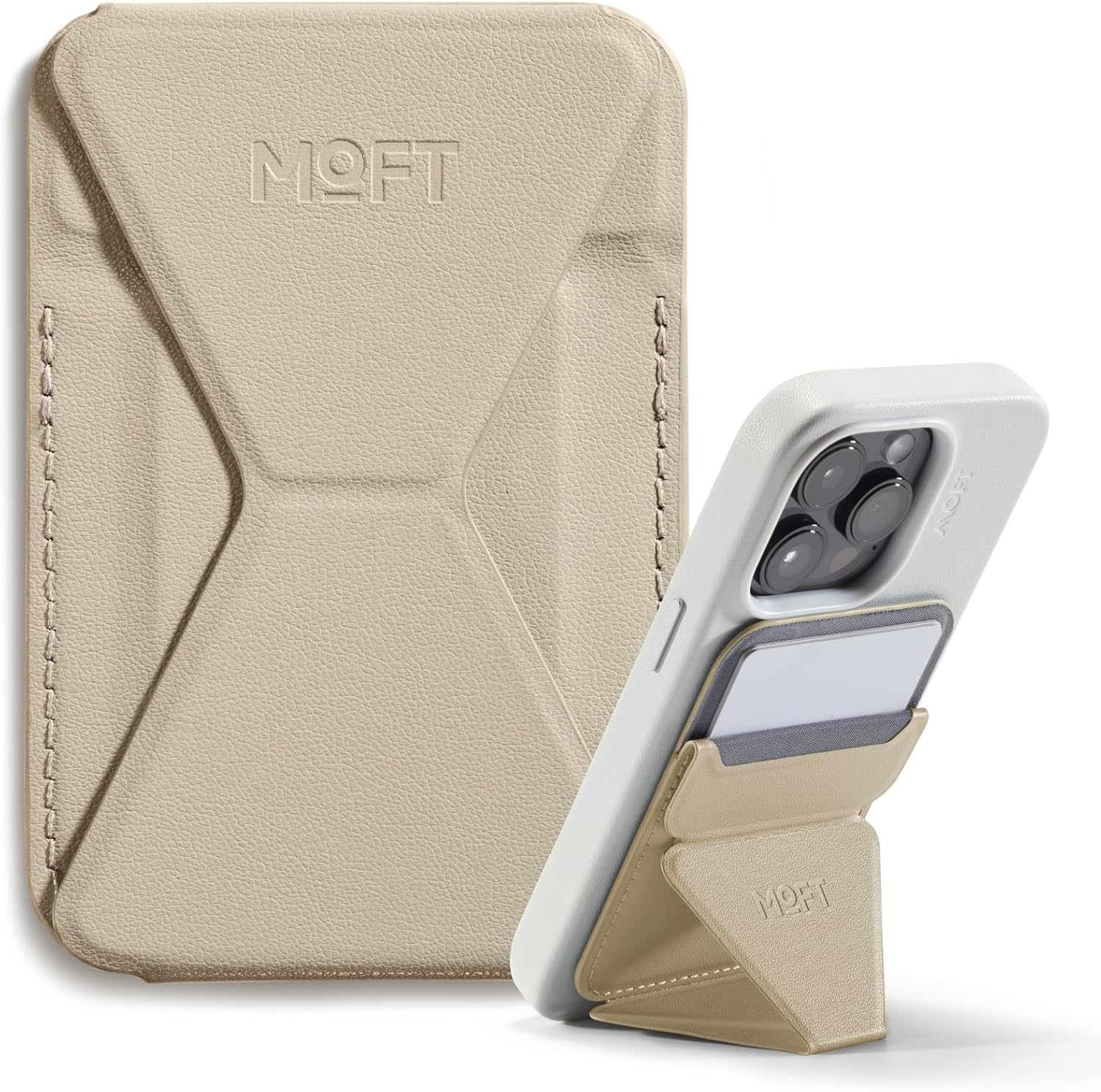 MOFT Snap-on Phone Stand & Wallet (Magsafe Compatible)-iPhone 12/13/14/15/16 series & Non Magsafe Cases And Android Phones Using Moft Metal Ring include in Pack