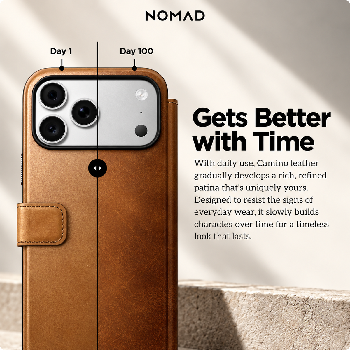 NOMAD Modern Leather Folio Brown for iPhone 18 Pro Max